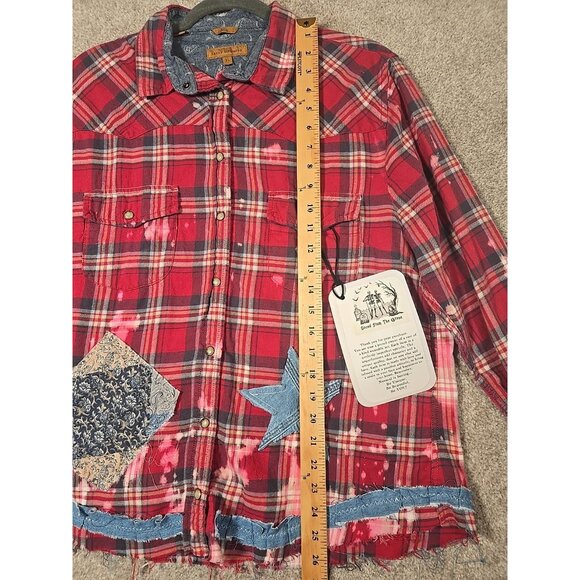 OOAK Upcycled Flannel Shacket Shirt Jason Aldean Small Town Country Music Sz XL - Picture 9 of 16